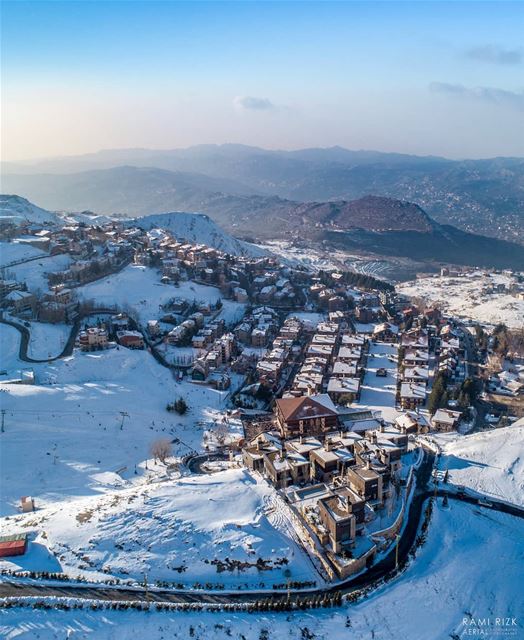 The Snow Village ❄️🏠...  mzaar  kfardebian  lebanon  dji  drones ... (InterContinental Mzaar Lebanon Mountain Resort & Spa)