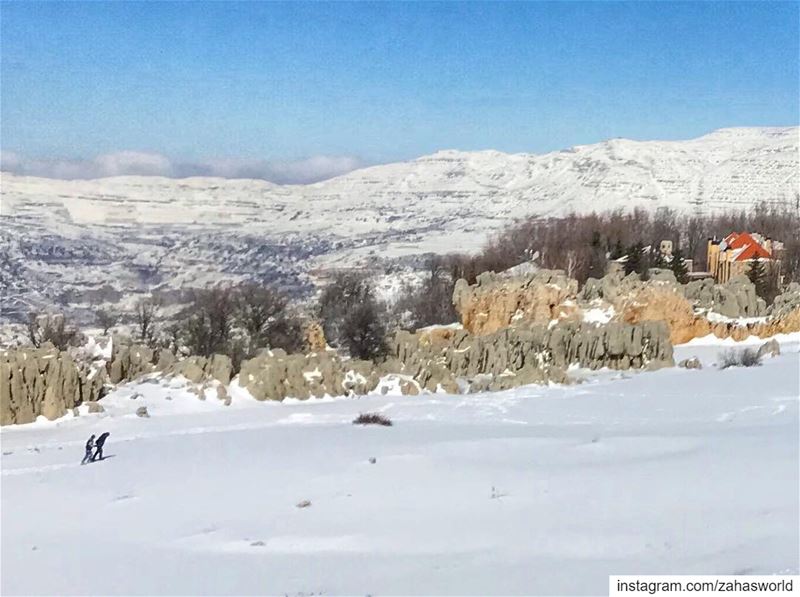 There is just something beautiful about walking on snow .. lebanon white... (Fakra Kfarzebian Liban)