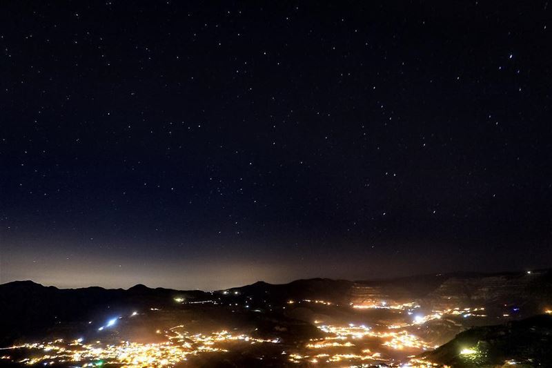There was something about that night ...  sky  stars  mountains  village ... (Lasa, Mont-Liban, Lebanon)