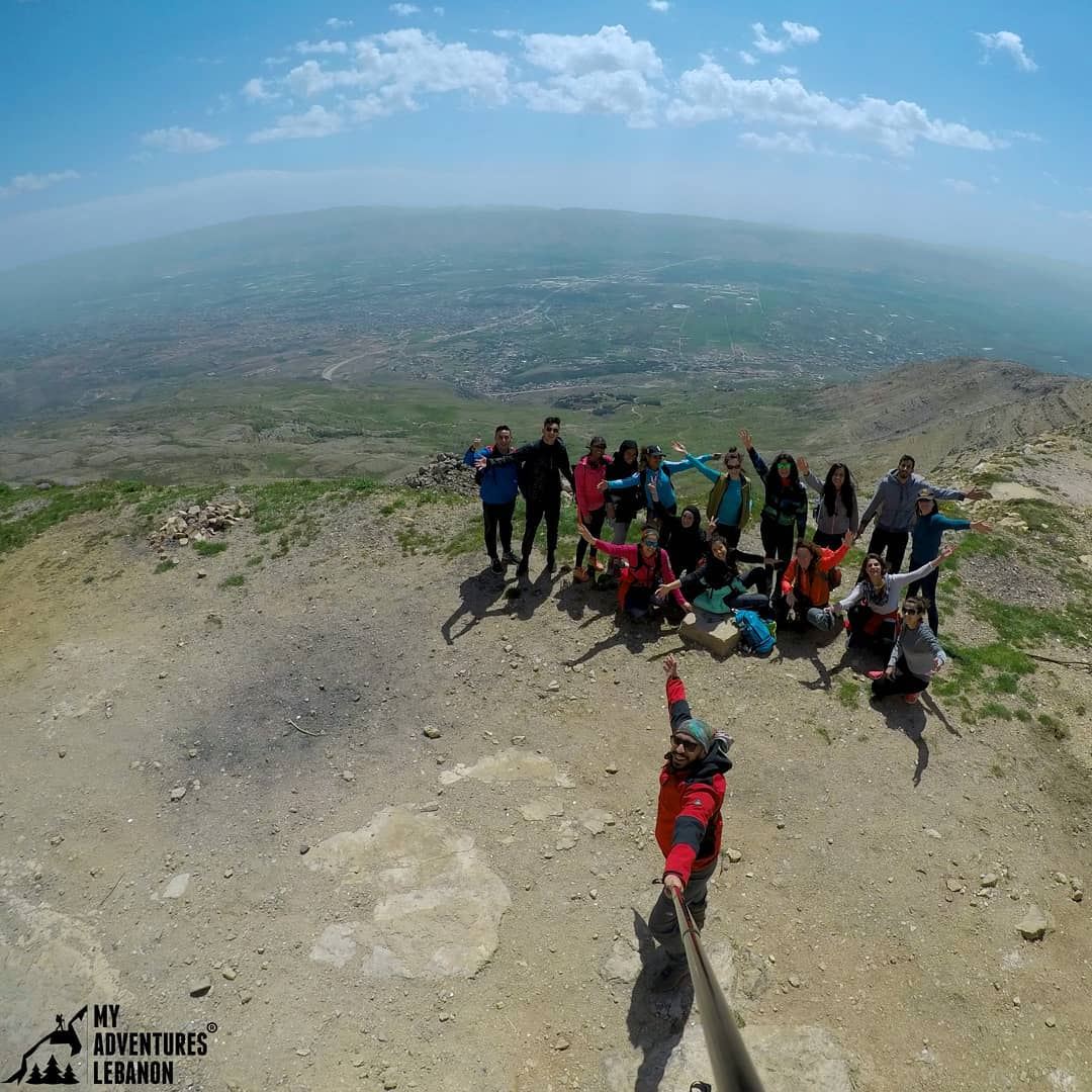 This is how we do it 🗻🚶🙌 (Bekaa valley behind us) myadventureslebanon...