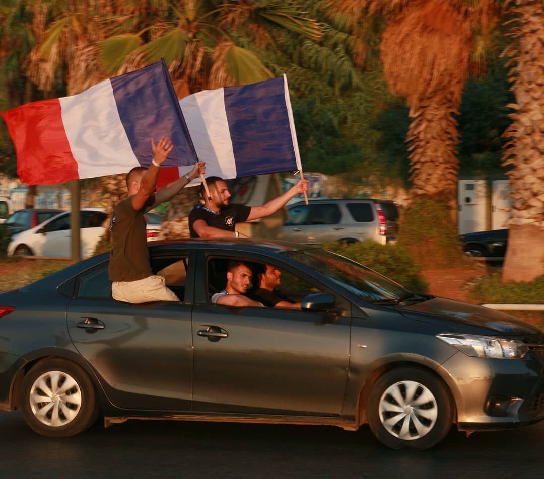 This is Lebanon...Although they are few, Lebanese supporters for France... (Manara Beyrouth)
