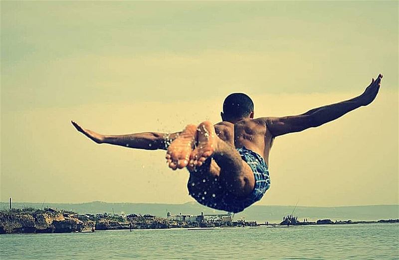 Those who don't jump will never fly 🌞.. jumping  nature  love  beach ... (Tyre, Lebanon)