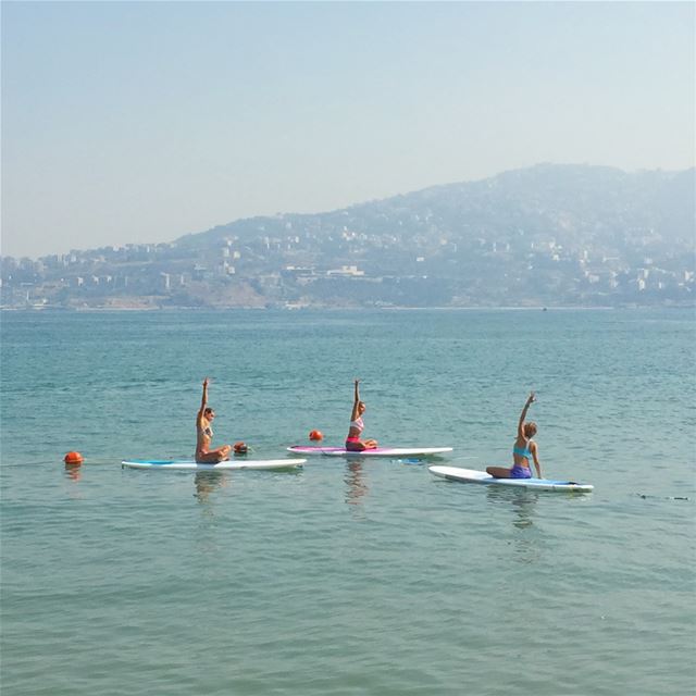 Thursday, July 20, at 9a.m. SUP Yoga with Aurelie  @ak_yoga_studio .Call... (Surf Shack Lebanon)