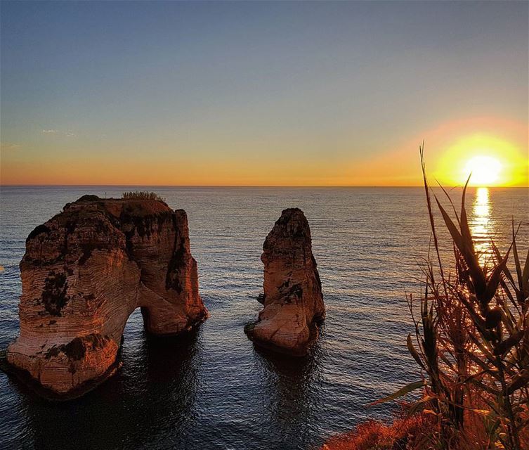 Today's sunset..  lebanon  beirut  city  sunset  today  byme  sea  beach ... (Beirut, Lebanon)