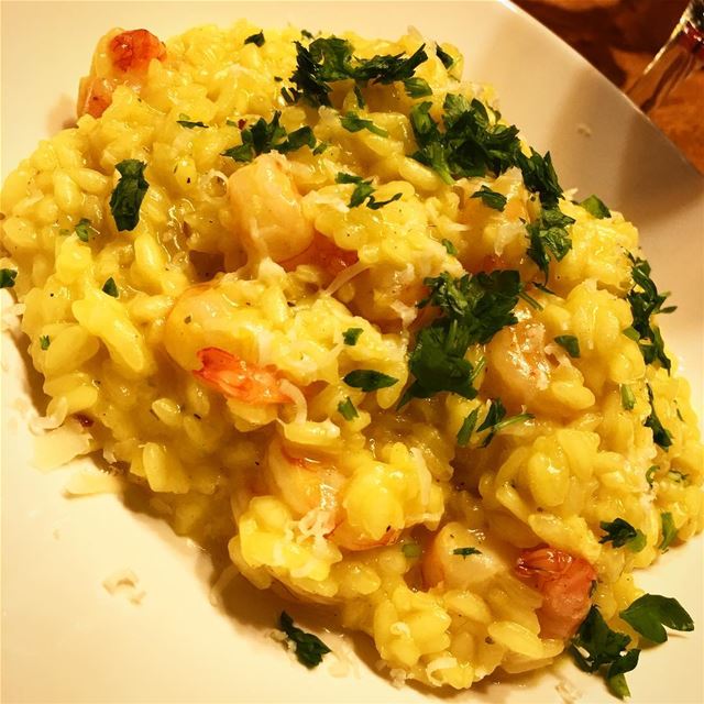 Tonight on the menu: Shrimp risotto with lemon and saffron. risotto ...