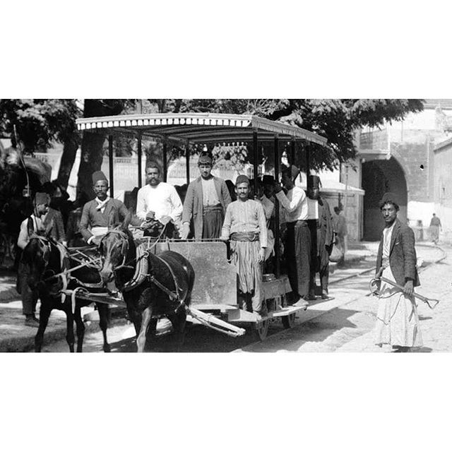 TramwayTripoli Wagon pulled by Horses - Tripoli 1921 .