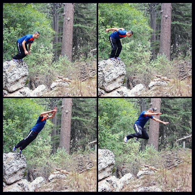 Trying to be superman 😂  me parkour  sport  flying  jumping  forest ...