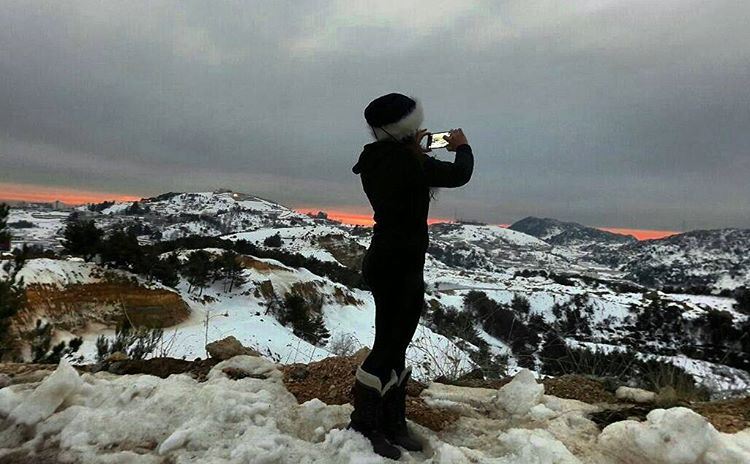 Trying to  capturethemoment  sunset  lebanon  snowtime  winter  sunset🌅 ...