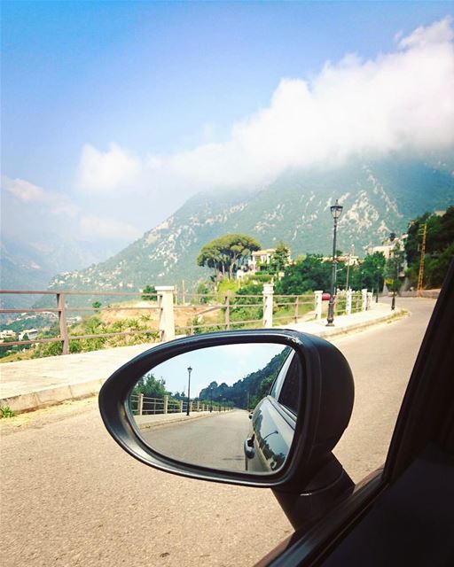 Two points of view. mirror  driving  car  lebanon  mountain  kesserwan ... (Yahchouch)