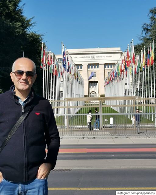 United Nation.أمام مبنى الأمم المتحدة ... unitednations geneva... (United Nations Office at Geneva)