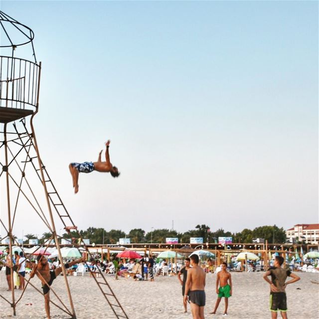 Useless ladder 🕊•••••••••••••••••••• acrobatics  jump  backflip  sea ... (Tyre, Lebanon)