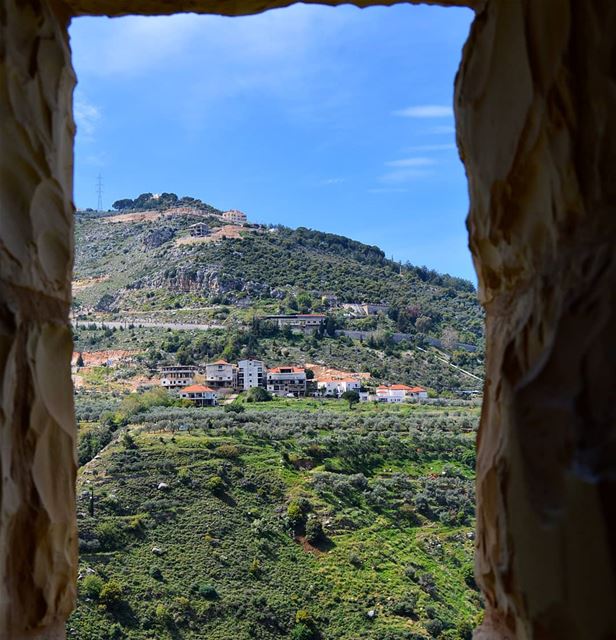  view  mountains  village  valley  monastery  window  houses  goodvibes ... (Koûsba, Liban-Nord, Lebanon)