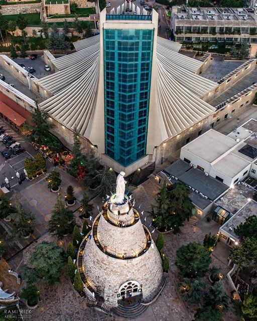 Virgin Glory 💙...  lebanon  jounieh  dji  drones  quadcopter  aerial ... (The Lady of Lebanon - Harissa)