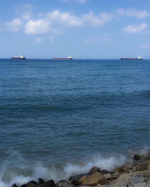 Waiting to unload their shipment  sea  seascape  seaside  ship  bluesky ...