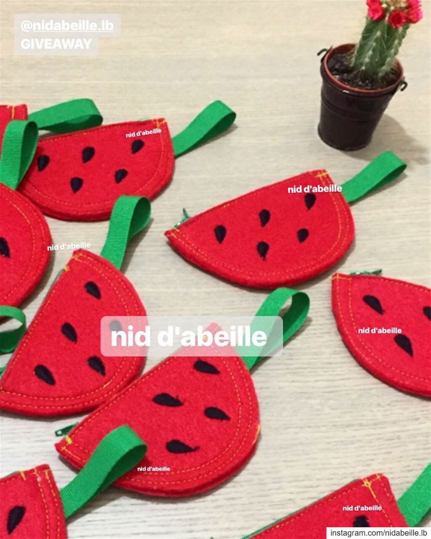 Watermelon 🍉☀️giveaways so yummy 😋 Write it on fabric by nid d'abeille ...