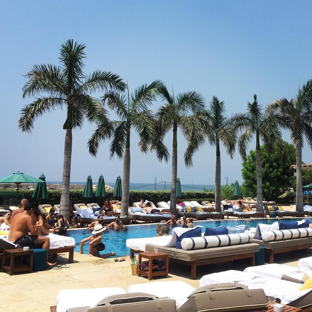 Weekend = chilling under the Lebanese sun ☀️  summerinlebanon ... (El Mandaloun Beach Club Dbayé)