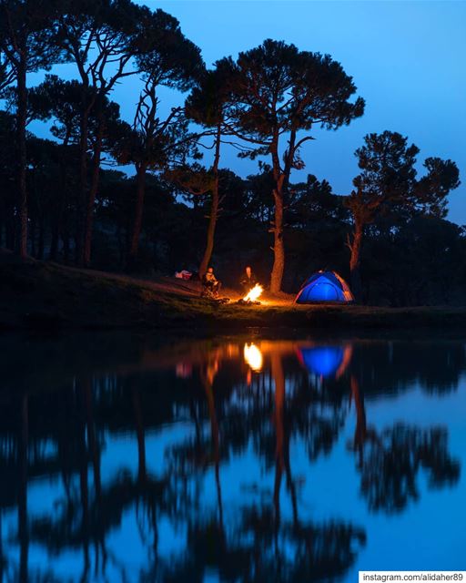 Weekend getaway ⛺💫...... Camping reflection landscape... (Falougha, Mont-Liban, Lebanon)