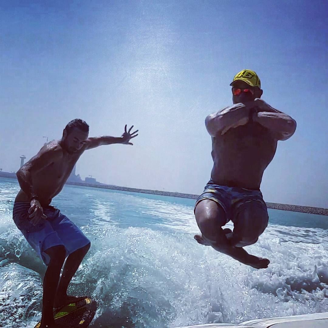 Weekend mode 🏄😎🤘 wakesurfingdubai  wakesurf  wakesurfing  wakesurfers ... (Lulu Island, Abu Dhabi)