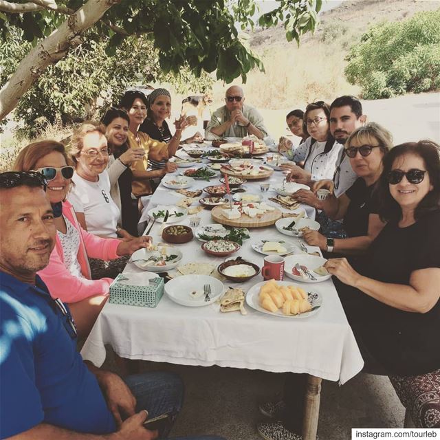 When brunch meets nature! Great dairies served under a walnut tree. @lebonl (Aidamoun - عيدمون)