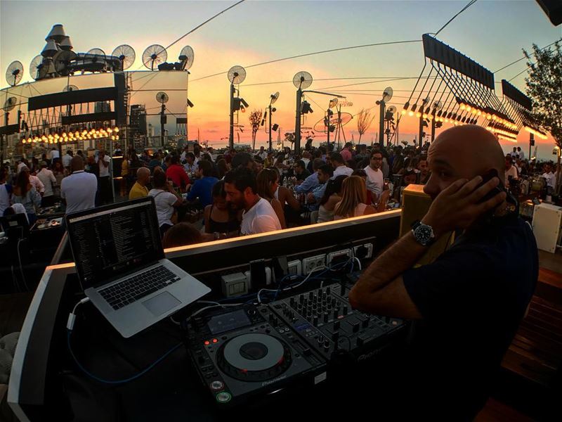 When in beirut you can't miss the sunset at Iris. -The vibe, the people... (Iris Beirut)
