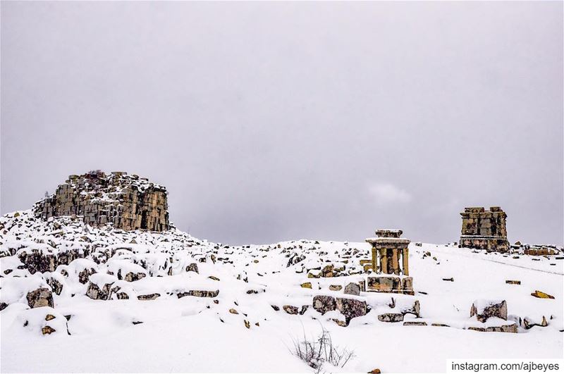 When snow falls, nature listens. “A.  Van Kleef” lebanon  winter ... (Ruins Faqra Kfardebian)