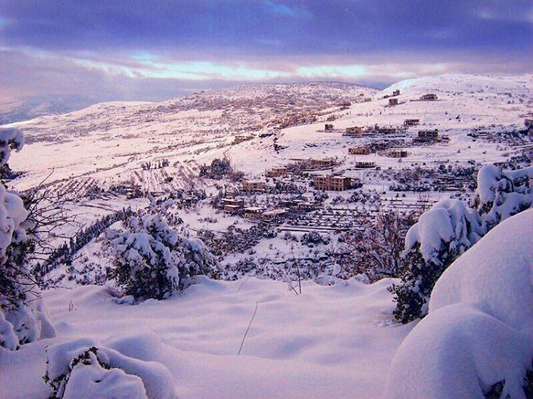 When snow falls, nature listens!  mountains  snow  calm  beautiful ... (Mazra`At Ash Shuf, Mont-Liban, Lebanon)