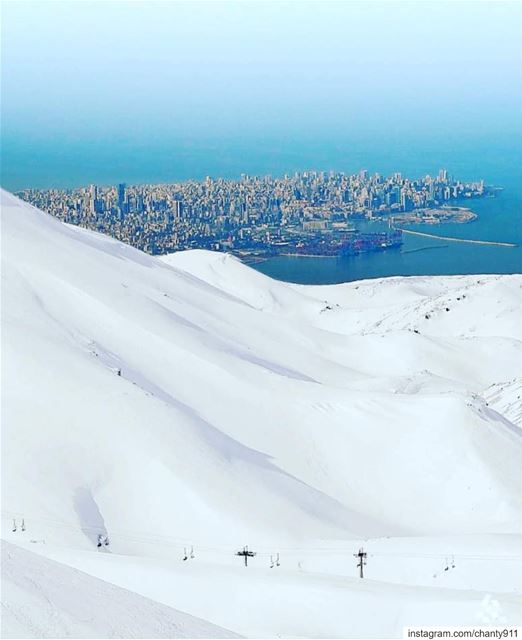 When the snow meets the sea meditation  mediterranean  instagram ... (Faraya, Mont-Liban, Lebanon)