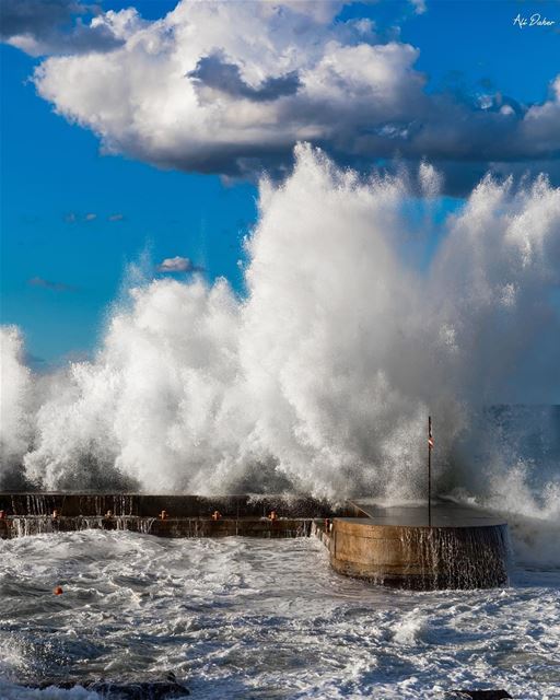When waves touch the clouds 🌊☁️..... landscape landscapephotography... (Beirut, Lebanon)