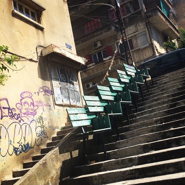 When you are  Walking down in  Achrafieh and you get tired, those  Seats... (Mar Mikhael-Armenia The Street)