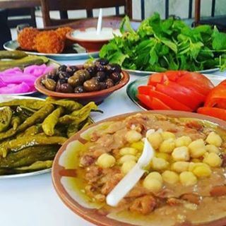 When you order only one plate of foul "Beans" and you get all these extras you know you are in Lebanon 