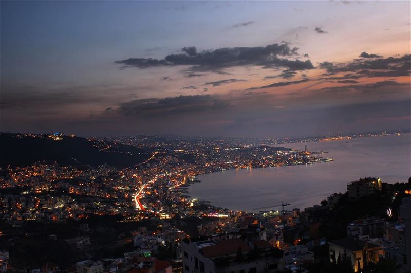 While coming back home   Sunset  clouds  sky  lights  nodrone  nofilter ... (Fatqa, Mont-Liban, Lebanon)