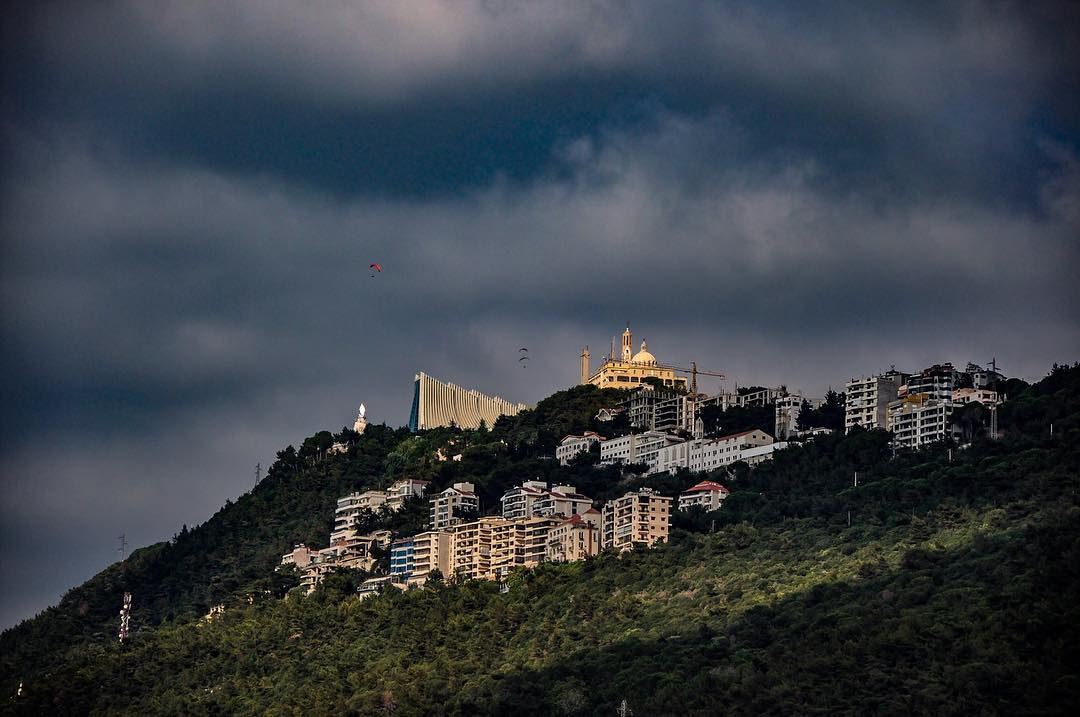 Winter is coming.   goodmorning  winter  clouds  rain  harissa  lebanon ... (The Lady of Lebanon - Harissa)