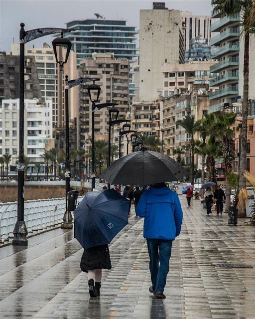 Winter walk ☔️By @samerhalwanyphotography  AinElMrayseh  Beirut  Liban ... (Ain El Mreisse, Beyrouth, Lebanon)