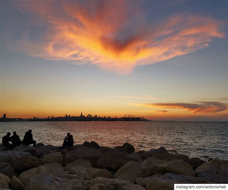 Wintery firey sunset ❤️  Beirut in the...