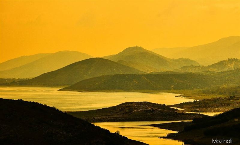 With sunset colors ... 😊 -_-_-_--_-_-_-_-_-__--_-_-_-_-_-_-_-_-_-_--_-_-_ (Lake Qaraoun)