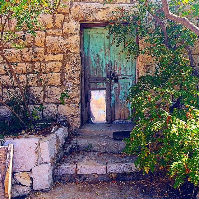 Wouldn't it be interesting if...?  door  green  old  distressed  steps ... (Chahtoûl, Mont-Liban, Lebanon)