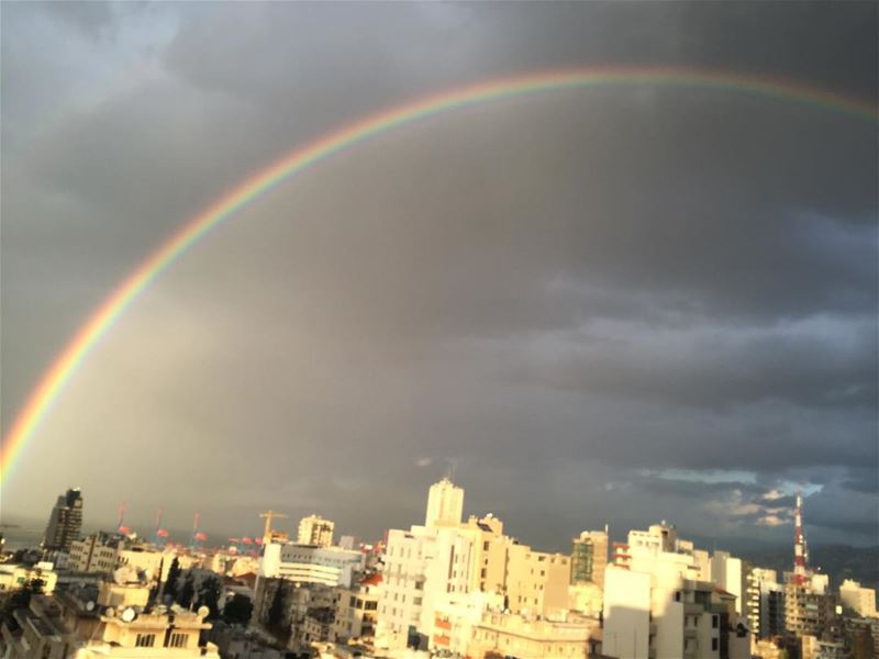  wow  rainabow  sky  beirut  achrafieh  livelovebeirut  livelovelebanon ... (Achrafieh, Beirut)