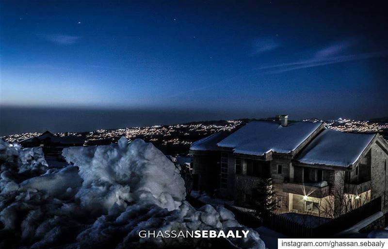 Zaarour night shot photooftheday  lebanon  snow  winter  photography ... (Zaarour)