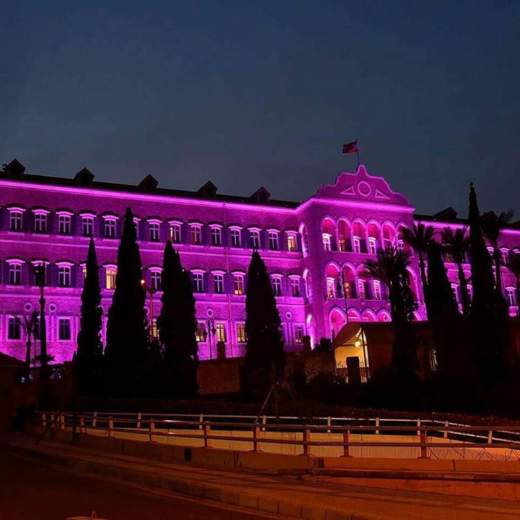 اضاءة السراي الحكومي باللون الزهري لمناسبة  يوم_المراة_العالمي.  بيروت  لبن