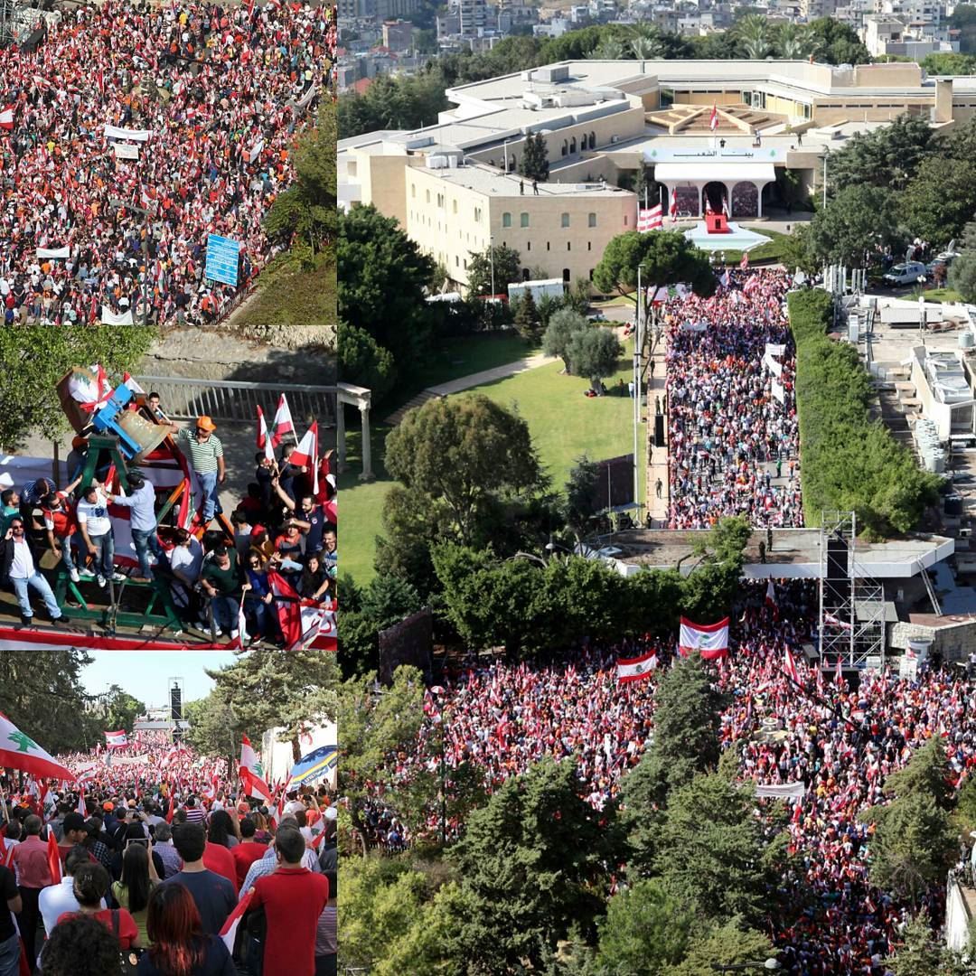 الحشود المهنئة في القصر الجمهوري- بيت الشعب "يوم التهنئة الشعبية" (Presidential Palace - Baabda)