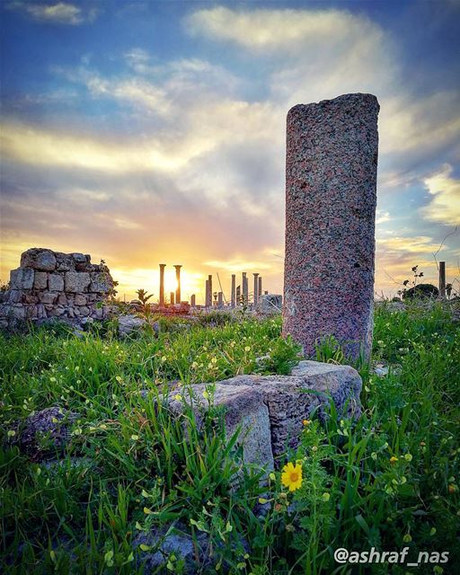 انت وانا ياما نبقىنوقف على حدود السهل...وعلى خط السما الزرقامرسومة طريق... (Roman ruins in Tyre)