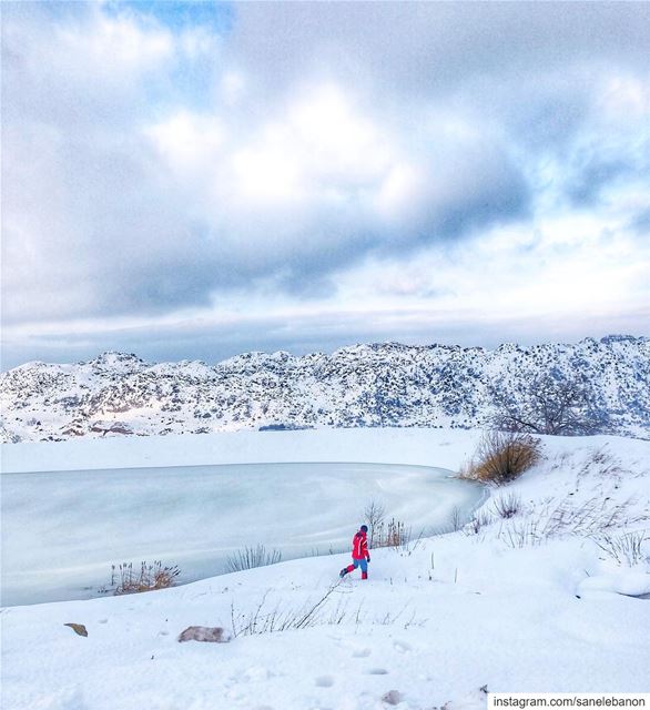 تلج ثلج، عم بتشتي الدنيي تلج ❄️ ⛄️... snowshoeingadventures 🎿... (Laklouk)