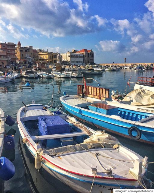 صباح الخير من ميناء صور Credits to @paulrafih Le port le plus ancien du... (Tyre, Lebanon)
