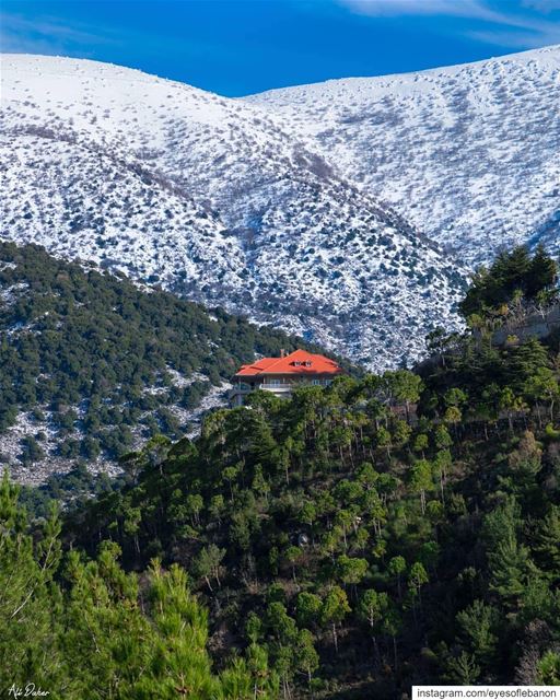 صباح الخير من نيحا 😍Photo by @alidaher89・・・Serenity ❄🏠.... snow... (Niha Fort)