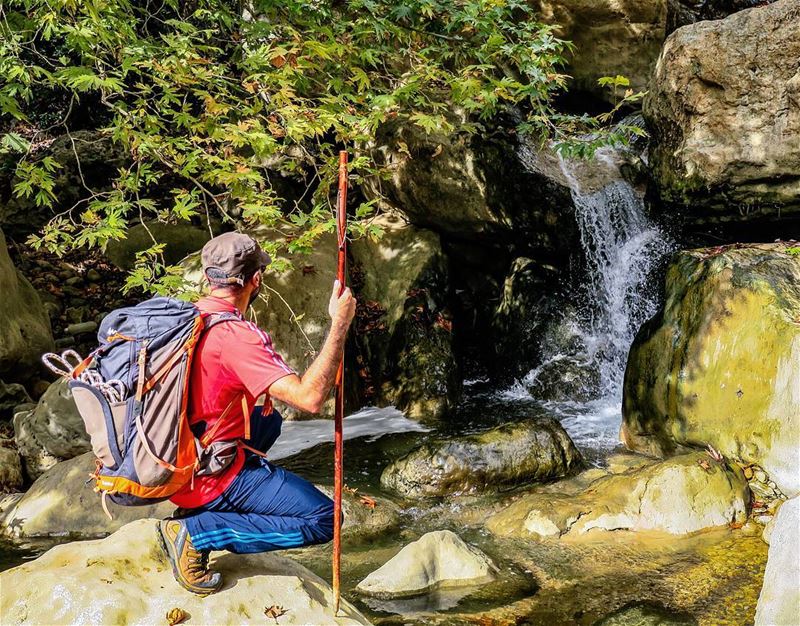 على نبع الميّ hike  valley  river  Autumn  trees  water  stream  hiker ... (وادي الصليب)