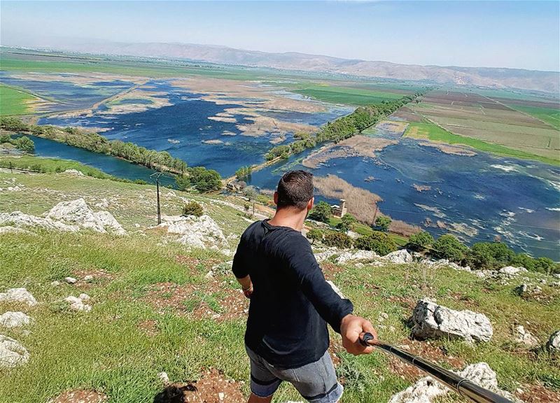 كوكب_عميق sunday  funday  hiking  bekaa  selfie  valley  water  lake  sky... (`Ammiq, Béqaa, Lebanon)