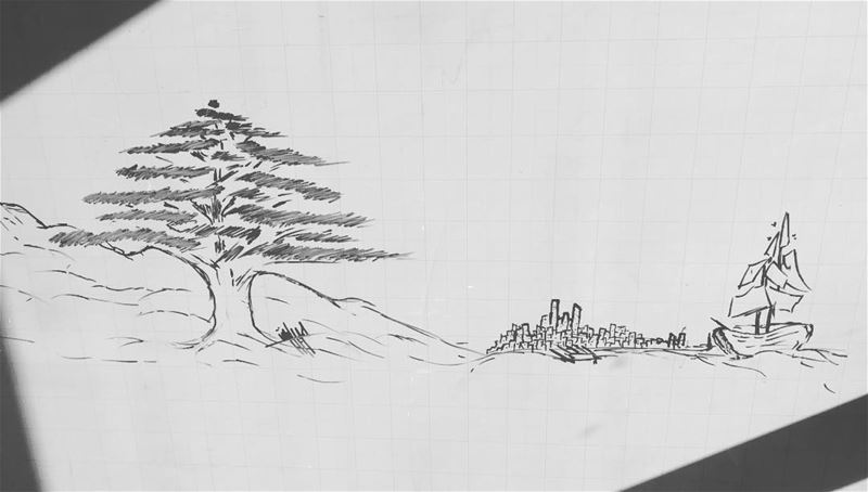 من فينيقيا الى بيروت وجبال الأرز.... drawing  freedrawing  lebanon  cedar... (Beirut, Lebanon)
