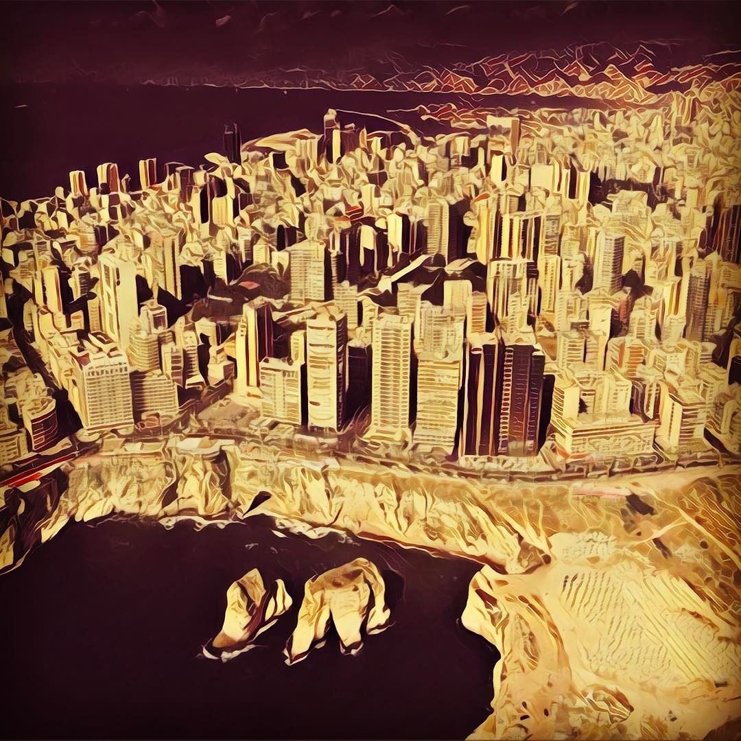 ✈️ View of Beirut from the sky Painting... 🎨🏙  onlyfiliban  beirutcity ... (Beirut, Lebanon)