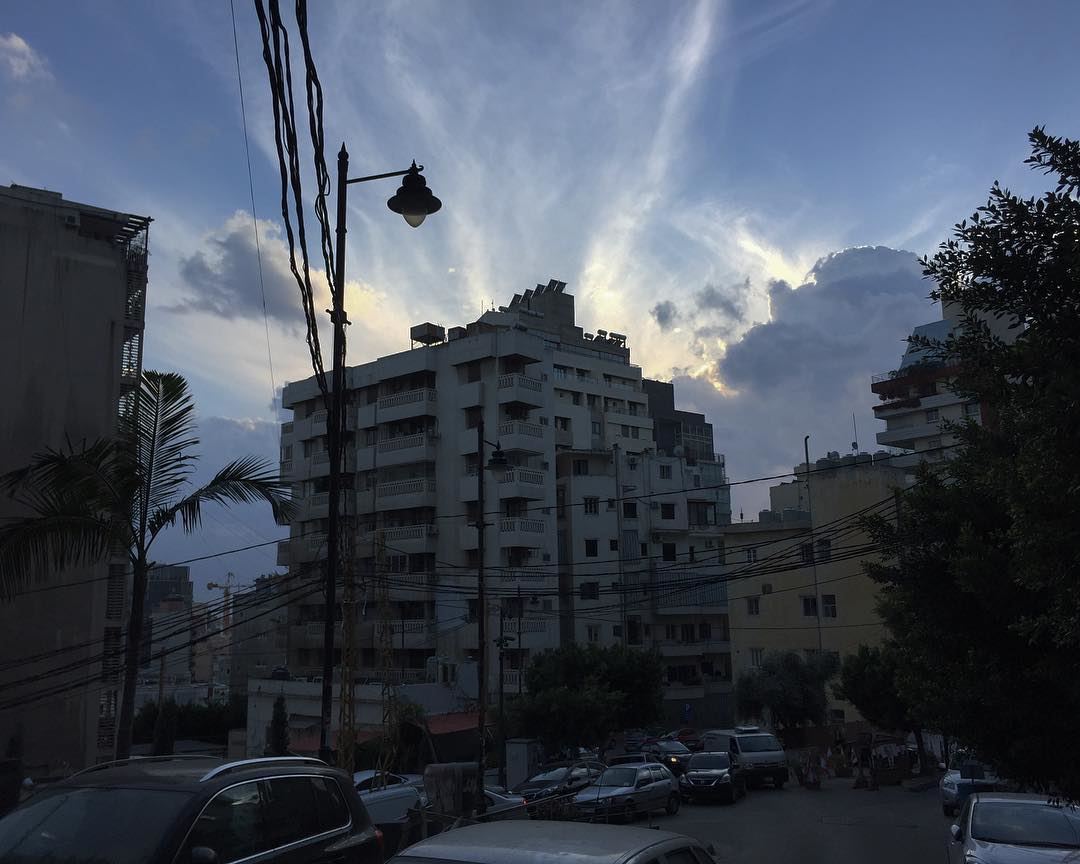 ☁️lighted clouds☁️  lebanon  beirut  achrafieh  sky  clouds  sun  lights ... (Beirut Lebanon - Ashrafieh)